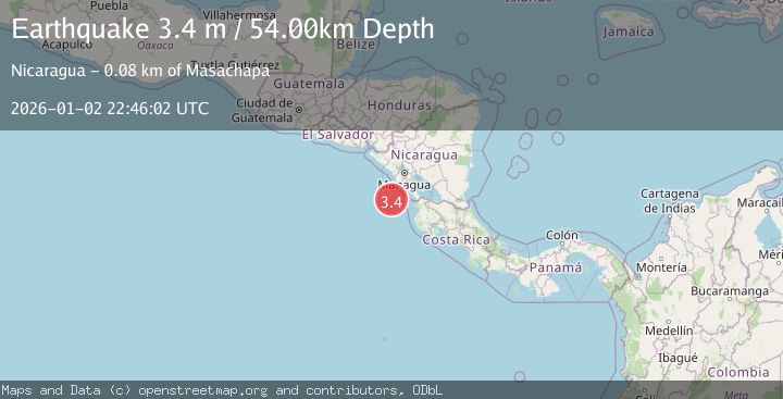 Map of NEAR COAST OF NICARAGUA