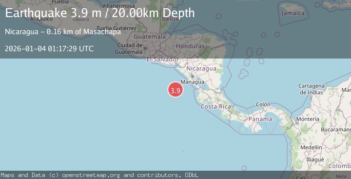 Map of NEAR COAST OF NICARAGUA