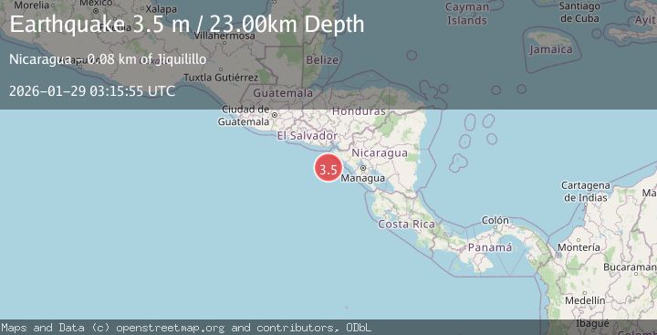 Map of NEAR COAST OF NICARAGUA