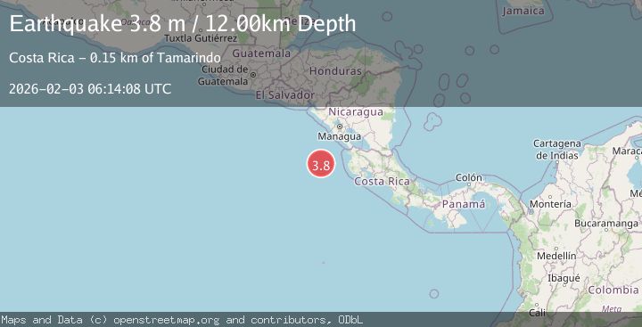 Map of OFF COAST OF COSTA RICA