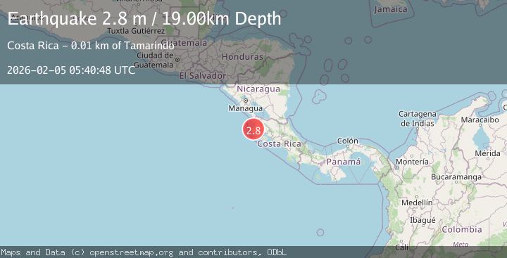Map of OFF COAST OF COSTA RICA