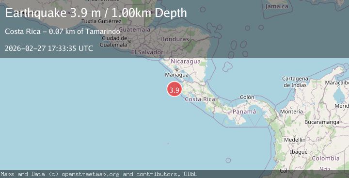 Map of OFF COAST OF COSTA RICA
