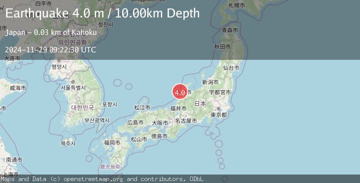 Map of NEAR WEST COAST OF HONSHU, JAPAN