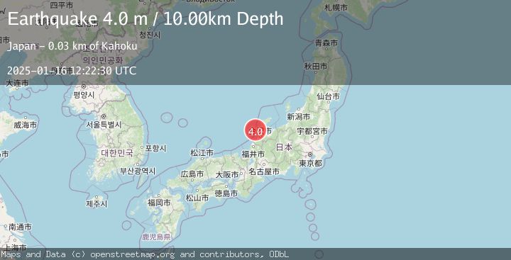 Map of NEAR WEST COAST OF HONSHU, JAPAN