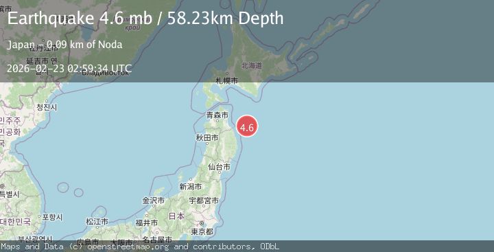 Map of OFF EAST COAST OF HONSHU, JAPAN