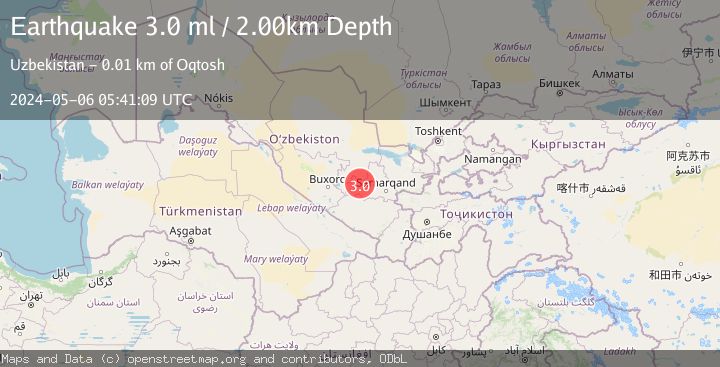 Map of EASTERN UZBEKISTAN