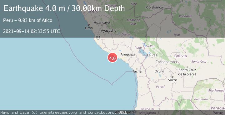 Map of NEAR COAST OF SOUTHERN PERU