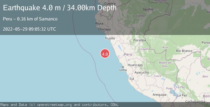 Map of OFF COAST OF CENTRAL PERU