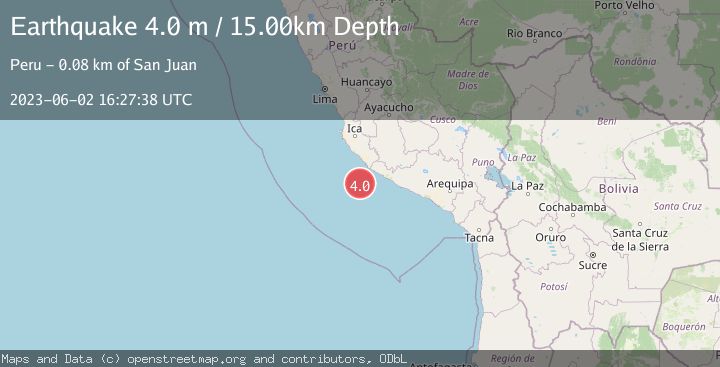 Map of OFF COAST OF SOUTHERN PERU