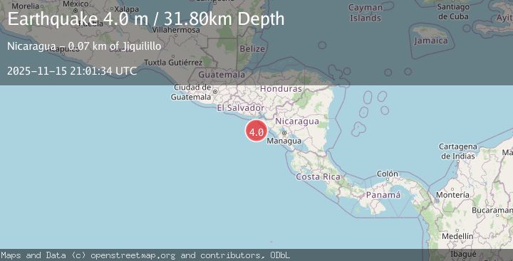 Map of NEAR COAST OF NICARAGUA