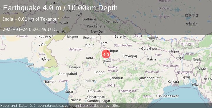 Map of MADHYA PRADESH REGION, INDIA