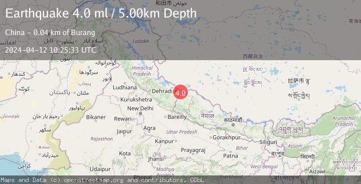Map of WESTERN XIZANG-INDIA BORDER REG.