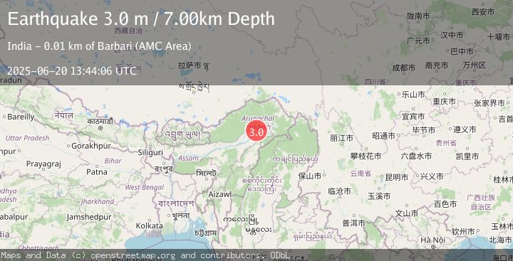 Map of ARUNACHAL PRADESH-ASSAM, INDIA