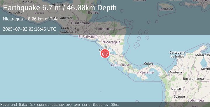 Map of NEAR COAST OF NICARAGUA