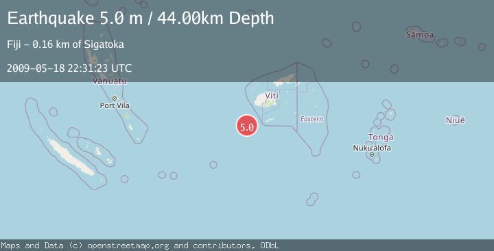 Map of SOUTH OF FIJI ISLANDS