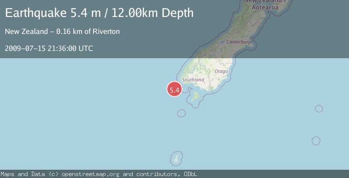 Map of OFF W. COAST OF S. ISLAND, N.Z.