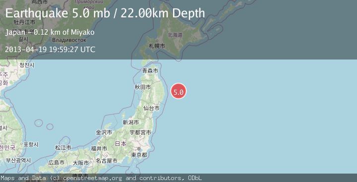 Map of OFF EAST COAST OF HONSHU, JAPAN