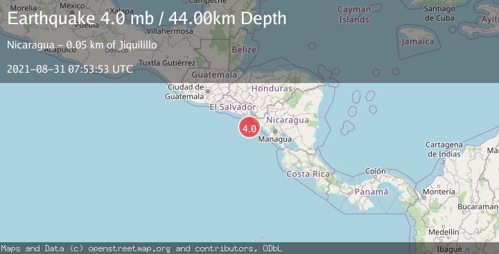 Map of NEAR COAST OF NICARAGUA