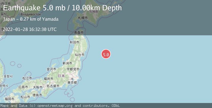 Map of OFF EAST COAST OF HONSHU, JAPAN