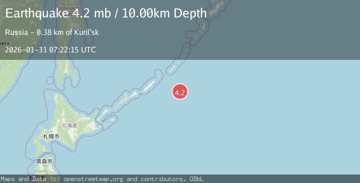 Map of EAST OF KURIL ISLANDS