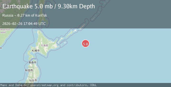 Map of EAST OF KURIL ISLANDS