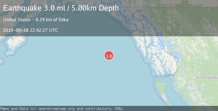 Map of OFF COAST OF SOUTHEASTERN ALASKA