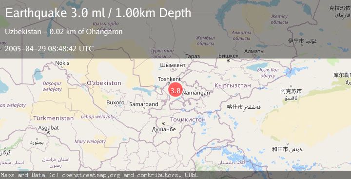 Map of EASTERN UZBEKISTAN