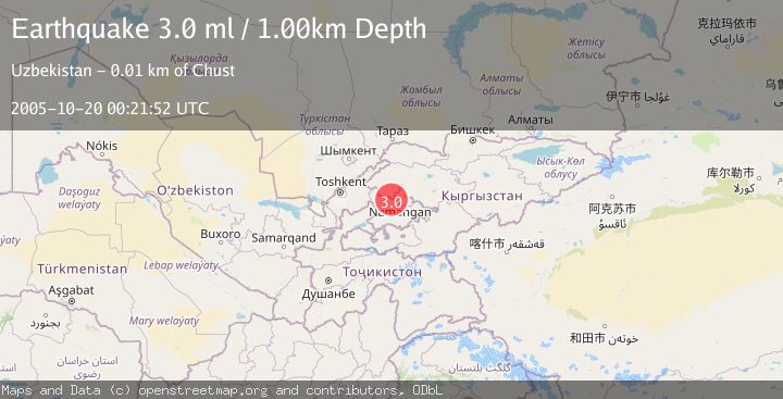 Map of EASTERN UZBEKISTAN