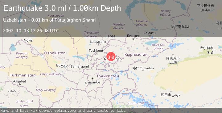 Map of EASTERN UZBEKISTAN