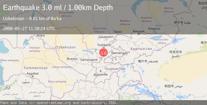 Map of EASTERN UZBEKISTAN