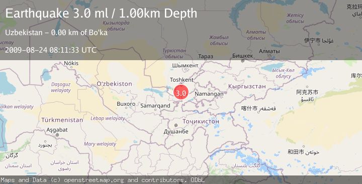 Map of EASTERN UZBEKISTAN