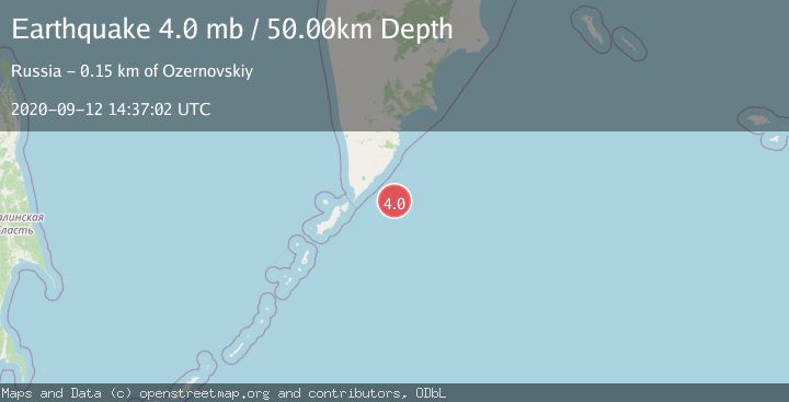 Map of EAST OF KURIL ISLANDS