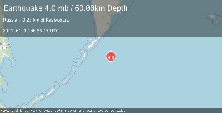 Map of EAST OF KURIL ISLANDS