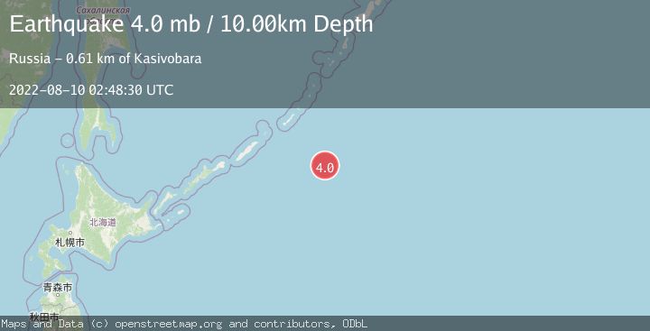 Map of EAST OF KURIL ISLANDS