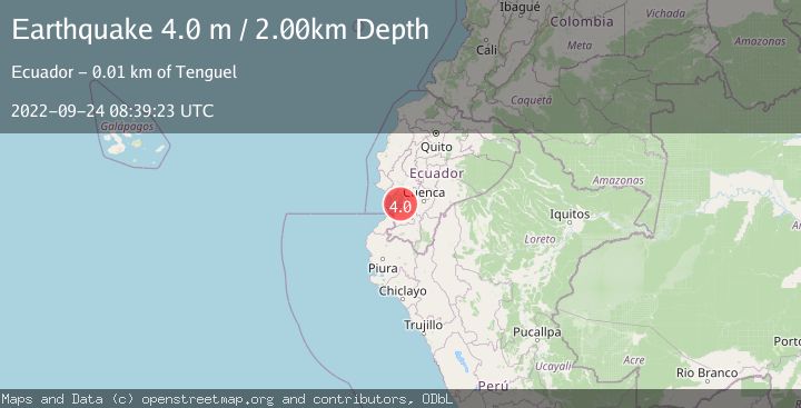 Map of NEAR COAST OF ECUADOR