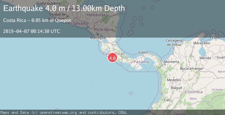 Map of OFF COAST OF COSTA RICA