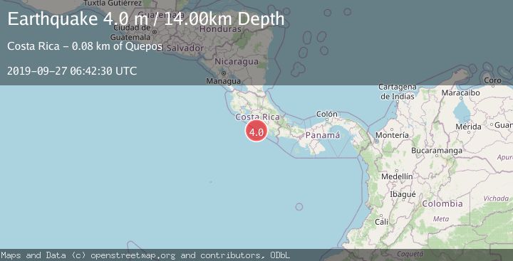Map of OFF COAST OF COSTA RICA
