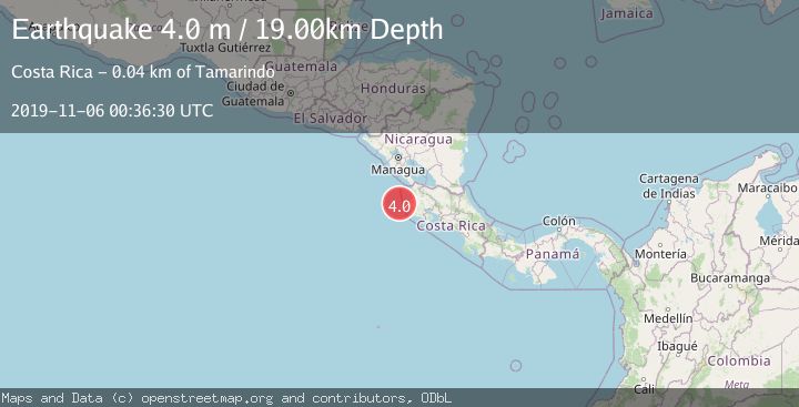Map of OFF COAST OF COSTA RICA