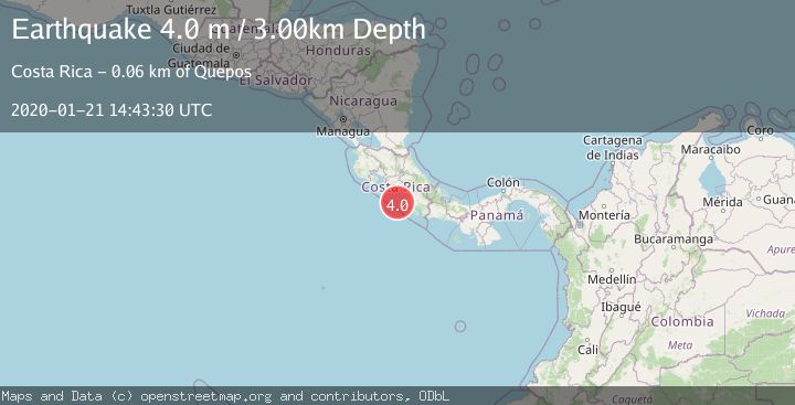 Map of OFF COAST OF COSTA RICA
