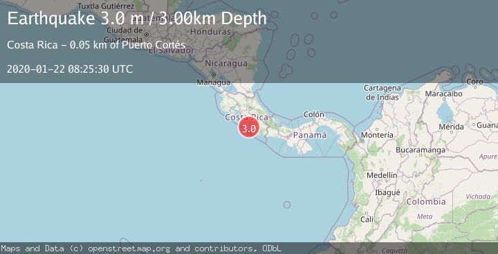 Map of OFF COAST OF COSTA RICA