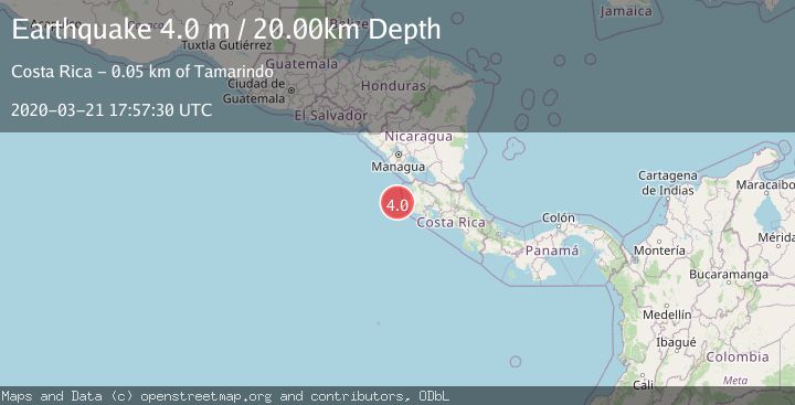Map of OFF COAST OF COSTA RICA