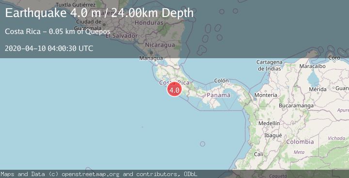 Map of OFF COAST OF COSTA RICA