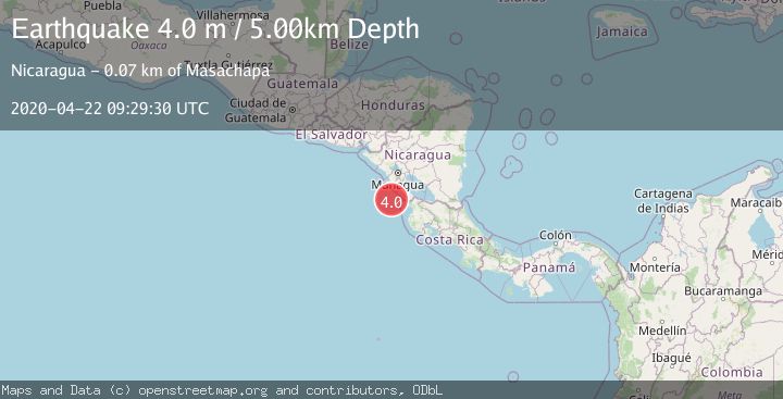Map of NEAR COAST OF NICARAGUA