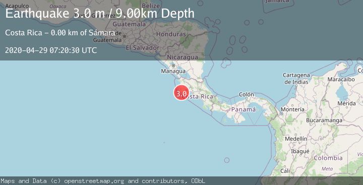 Map of OFF COAST OF COSTA RICA