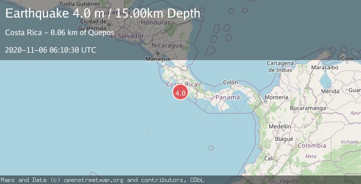 Map of OFF COAST OF COSTA RICA