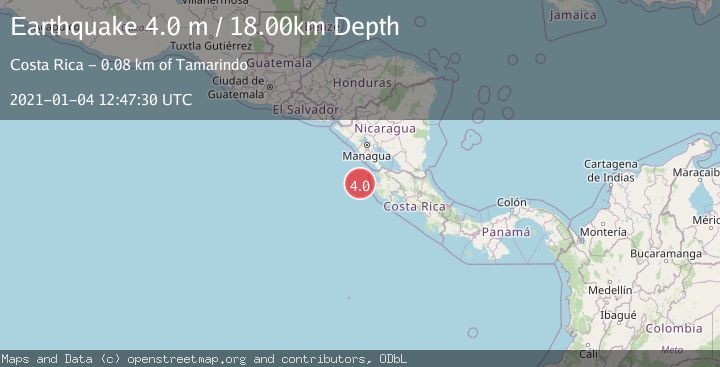 Map of OFF COAST OF COSTA RICA