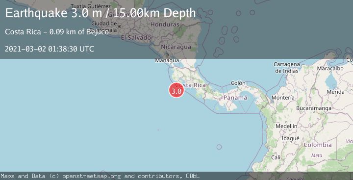 Map of OFF COAST OF COSTA RICA