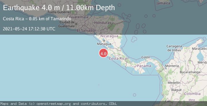 Map of OFF COAST OF COSTA RICA