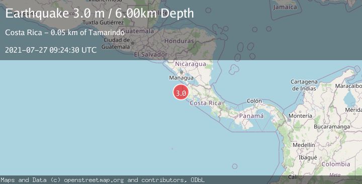 Map of OFF COAST OF COSTA RICA