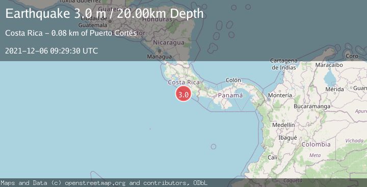 Map of OFF COAST OF COSTA RICA